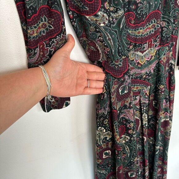 E.D Michaels Vintage Women’s Intricate Damask Dark Paisley Drop Waist Midi Dress - Picture 16 of 16